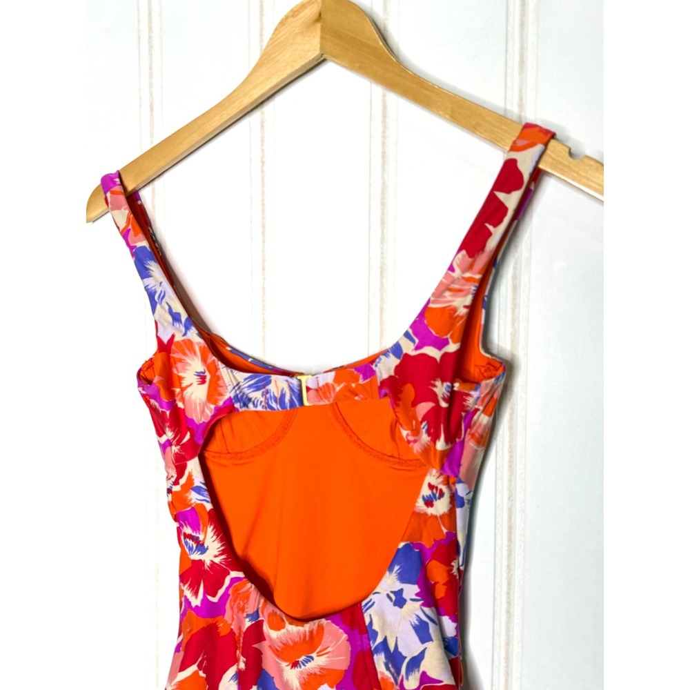 L*Space Nicolette One Piece Swimsuit Floral Underwire Pink Orange Size 4 - Picture 7 of 14